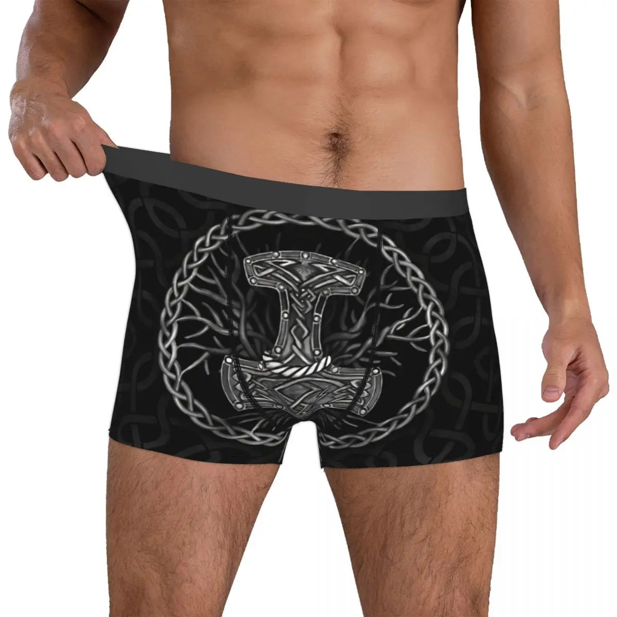 Thor-boxershort – Mjölnir-hamer en Keltische levensboom