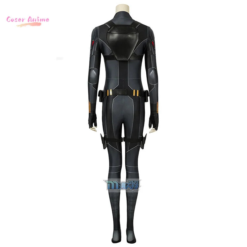 Costume cosplay Black Widow, film - Combinaison noire, ceinture dorée, adulte
