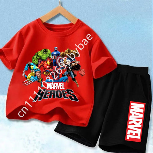 Avengers Marvel Heroes T-shirt voor kinderen - rode set met groep