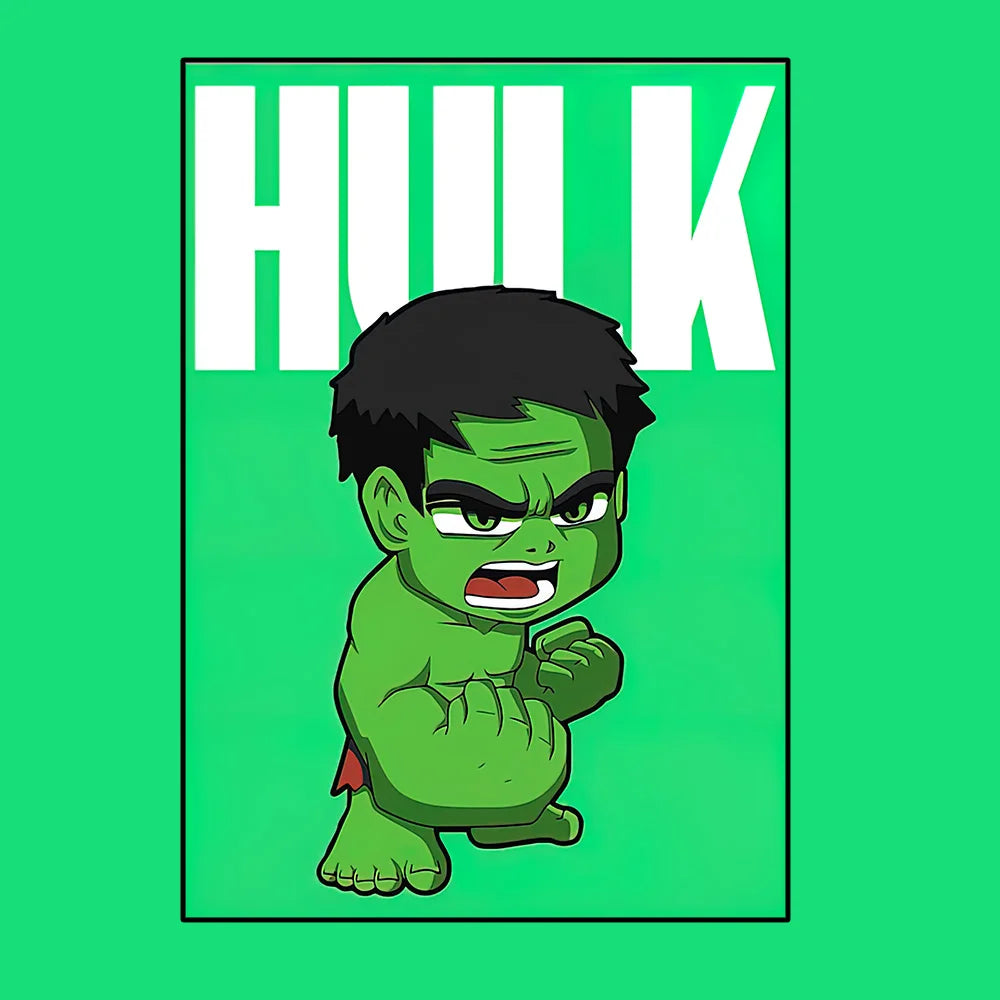 Avengers Hulk-poster - Chibi-stijl met groene achtergrond