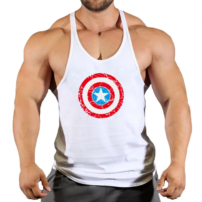 Captain America-fitnesssinglet voor heren - Rood schild