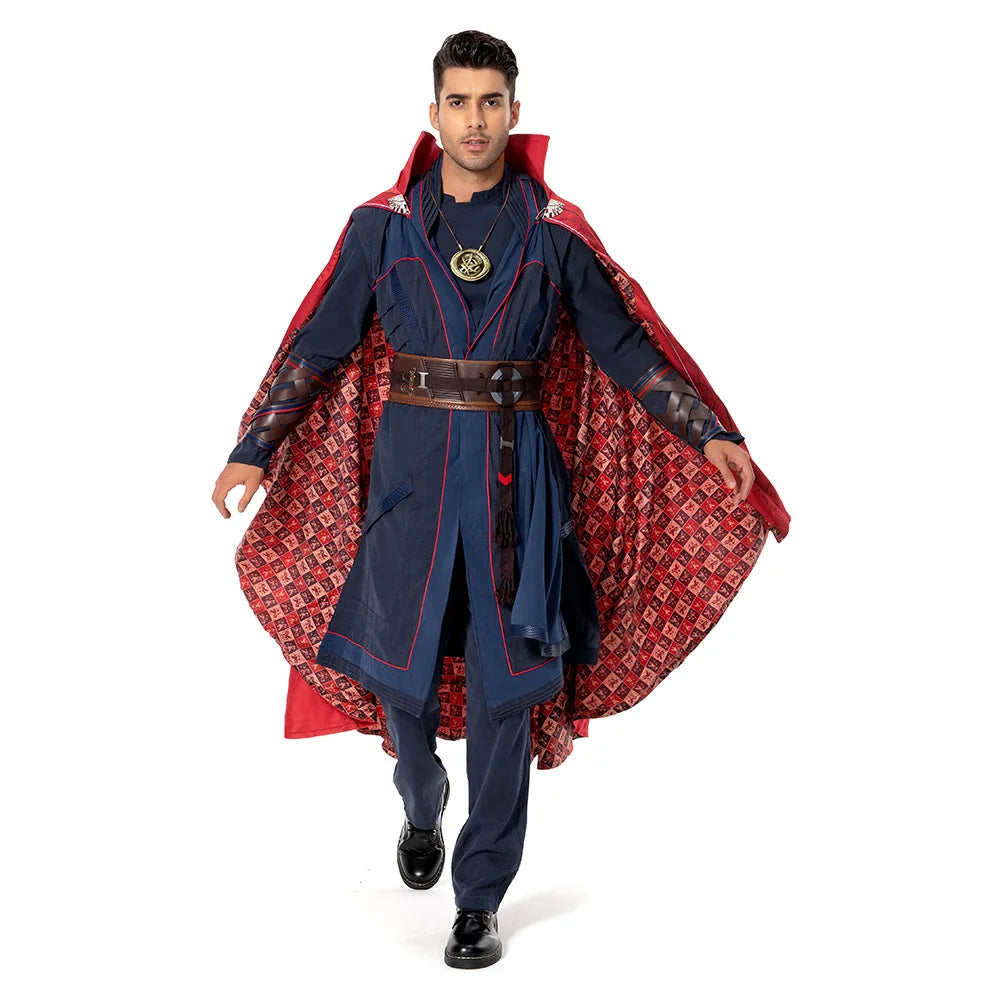 Doctor Strange-kostuum - Blauw gewaad met zwevende cape en pruik