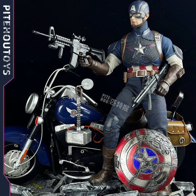 Avengers Captain America-figuur - Beweegbaar, stoffen outfit en hamer