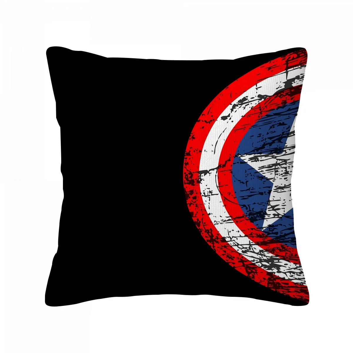 Kussensloop Captain America - Schild met grunge-effect en zwarte achtergrond