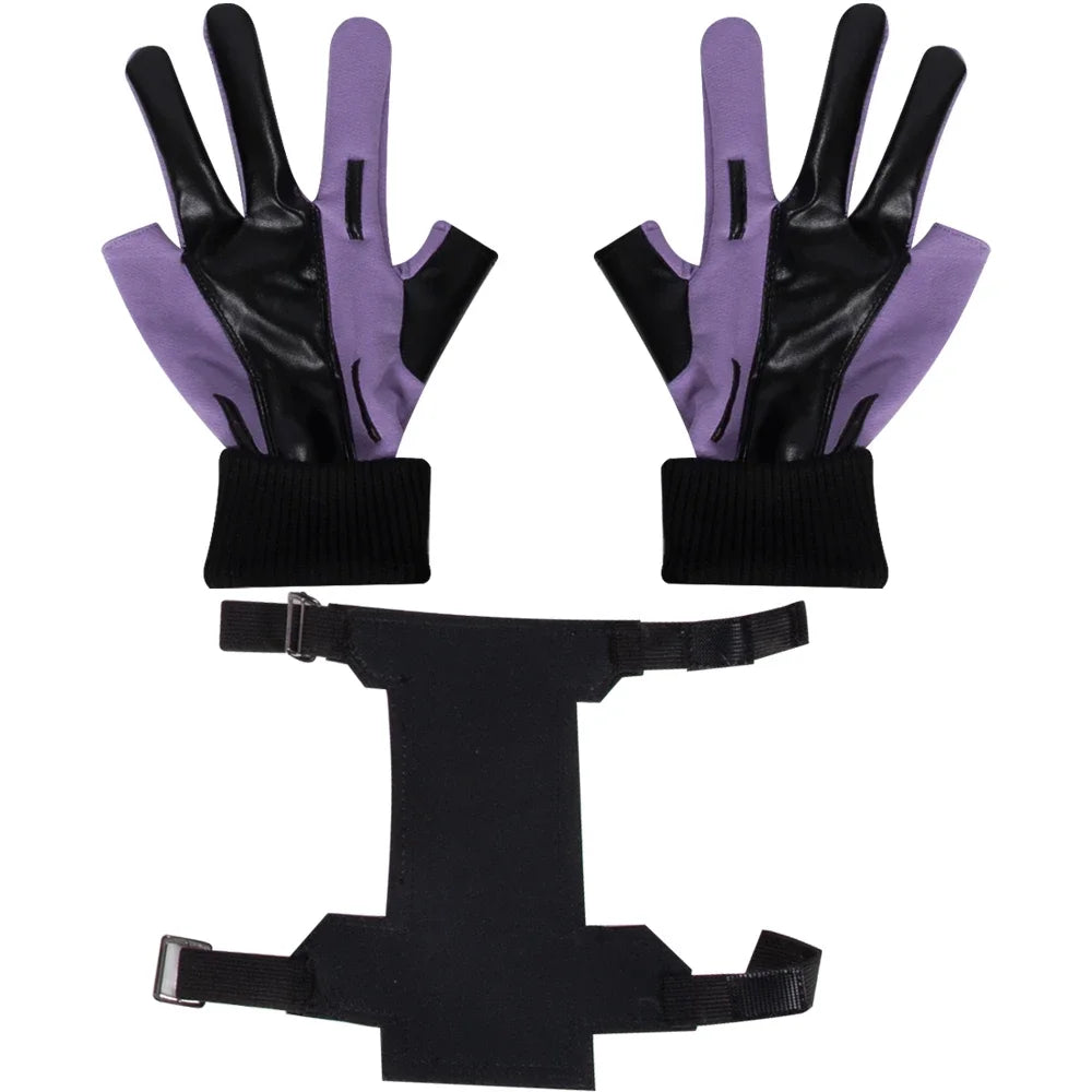 Handschoenen en armband Kate Bishop - Paars en zwart leer