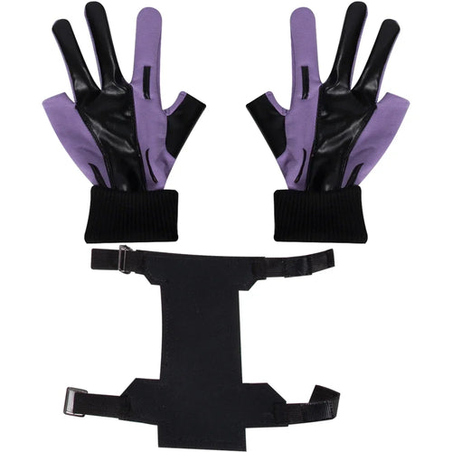 Handschoenen en armband Kate Bishop - Paars en zwart leer