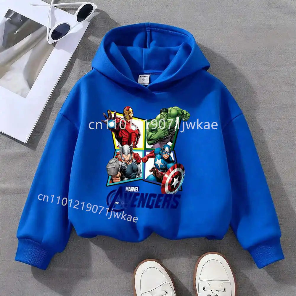 Avengers kinderhoodie met ruit en 4 helden - blauw