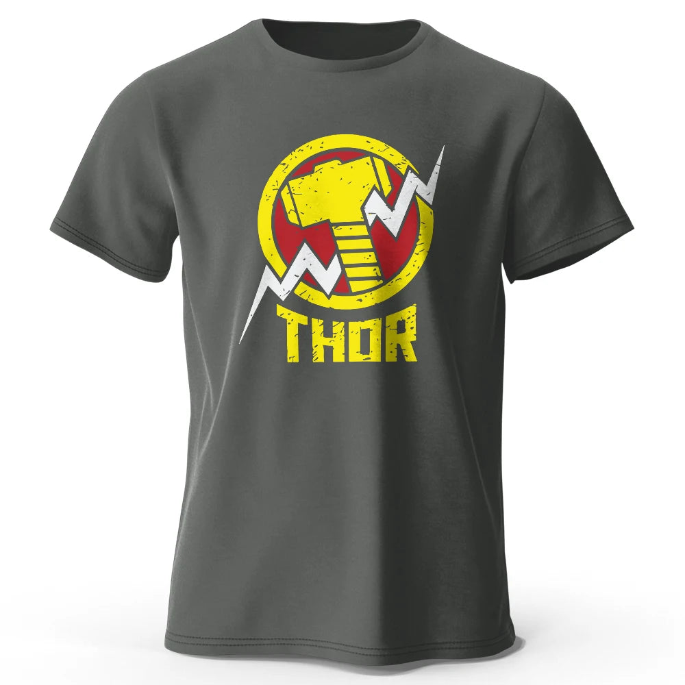 Thor-T-shirt – vintage bliksemschicht-hamerlogo, zwart