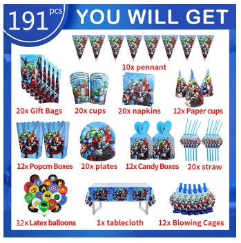 Avengers verjaardagsdecoratie - set met 191 onderdelen