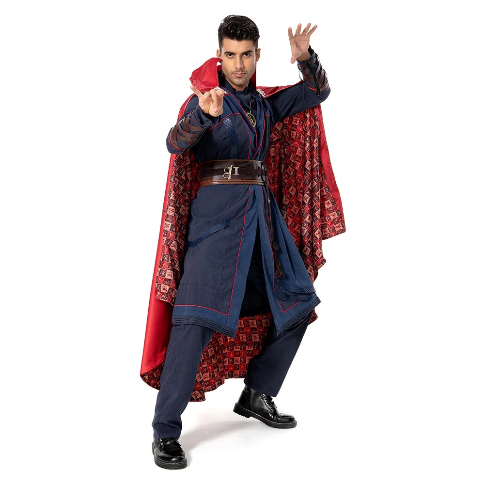 Doctor Strange-kostuum - Blauw gewaad met zwevende cape en pruik