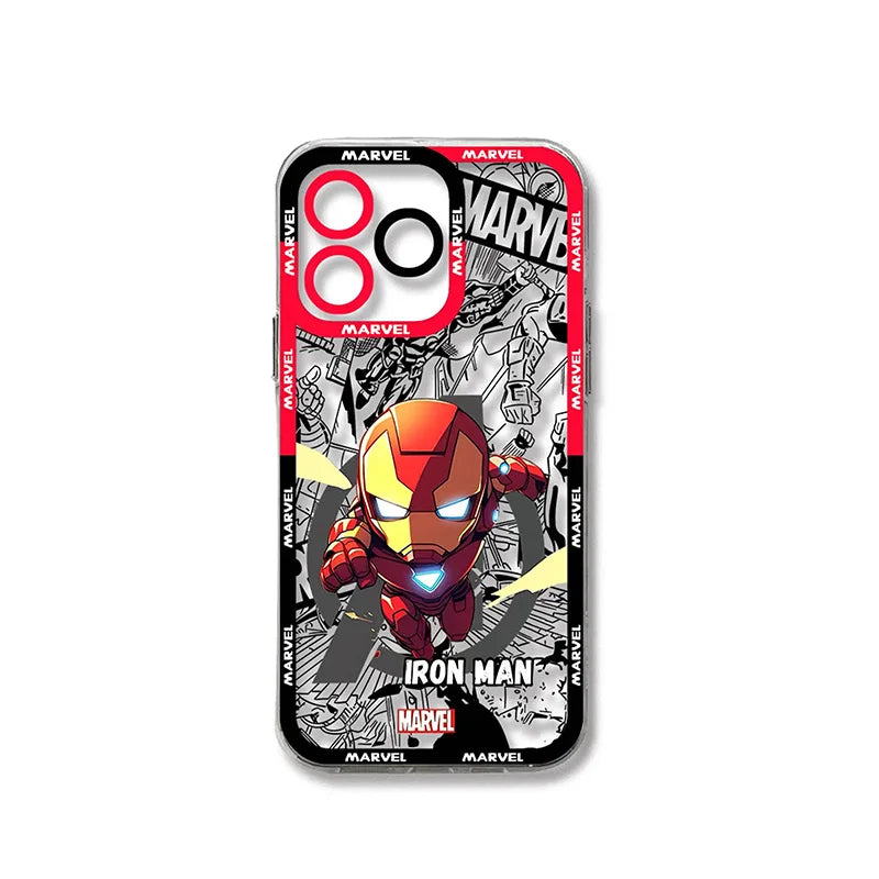 Oppo-hoesje Iron Man - Marvel-chibi met rode stripachtergrond