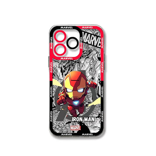 Oppo-hoesje Iron Man - Marvel-chibi met rode stripachtergrond