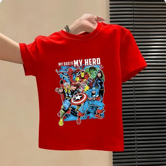 Avengers T-shirt voor kinderen My Dad Is My Hero - rood