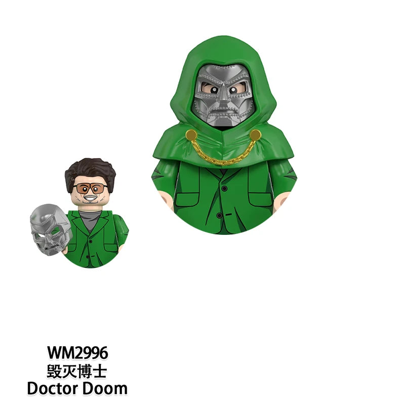 Building Blocks Doctor Doom-figuur - Ontmaskerd gezicht met bril
