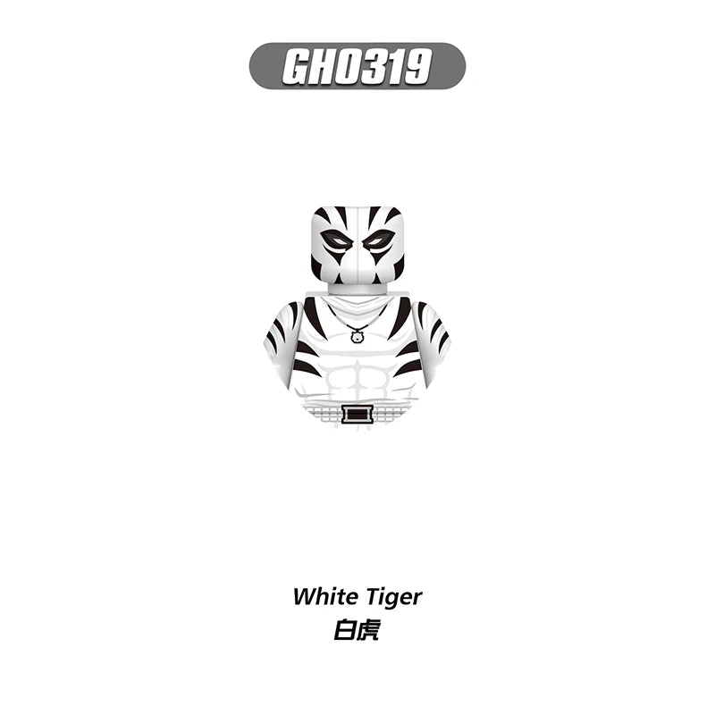 Building Blocks White Tiger-figuur - Gestreept zwart-wit masker