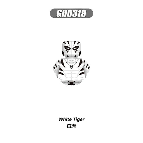 Building Blocks White Tiger-figuur - Gestreept zwart-wit masker