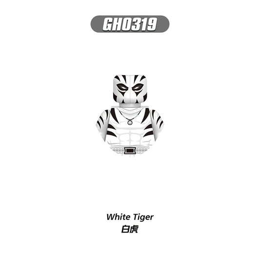 Building Blocks White Tiger-figuur - Gestreept zwart-wit masker