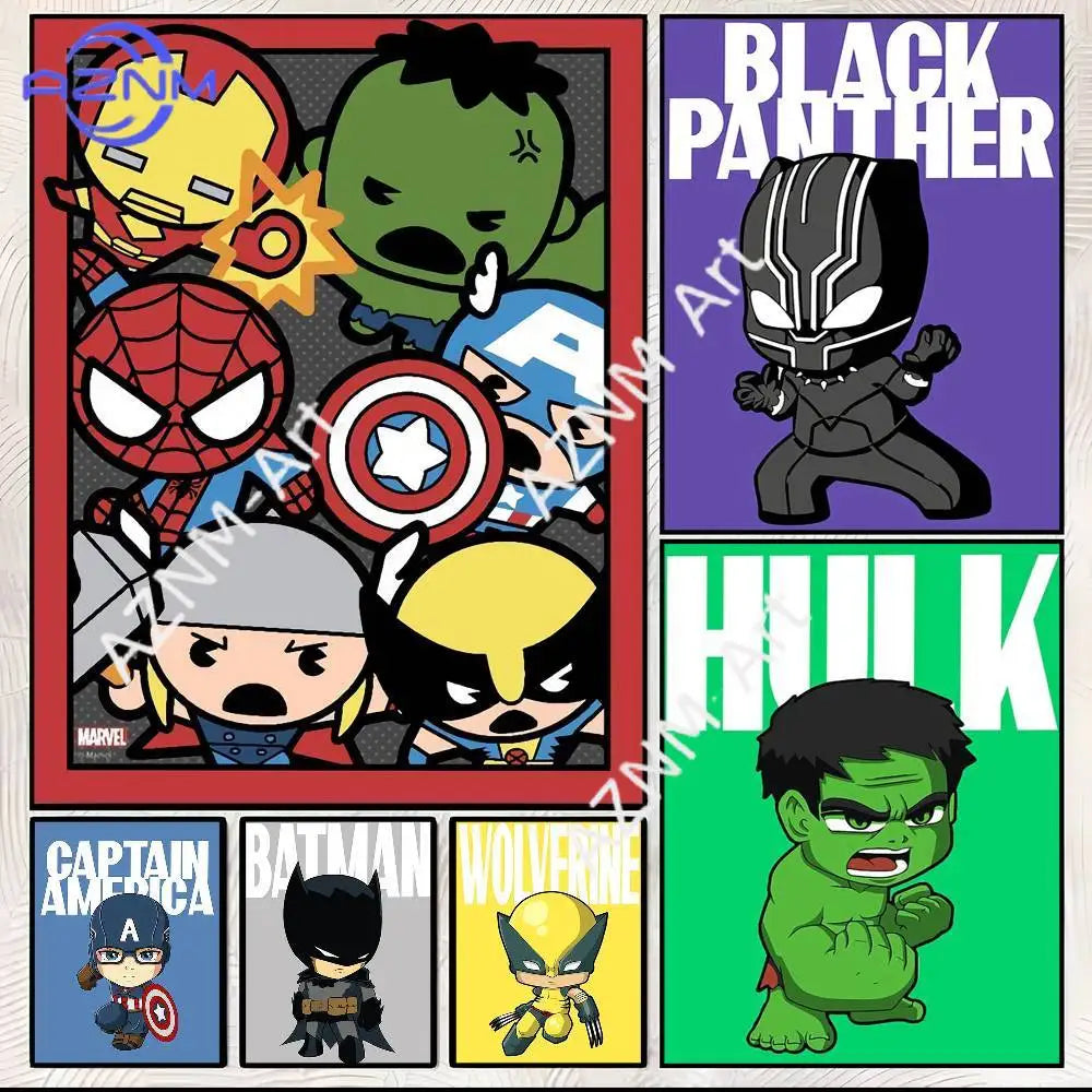 Chibi Thor-poster - grijze achtergrond