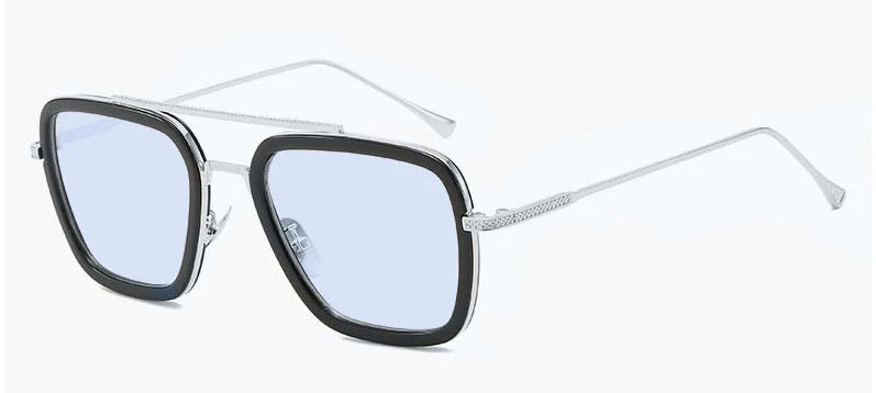 Avengers Iron Man-bril - Edith-stijl, zilverkleurig montuur met blauwe glazen