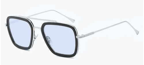 Avengers Iron Man-bril - Edith-stijl, zilverkleurig montuur met blauwe glazen