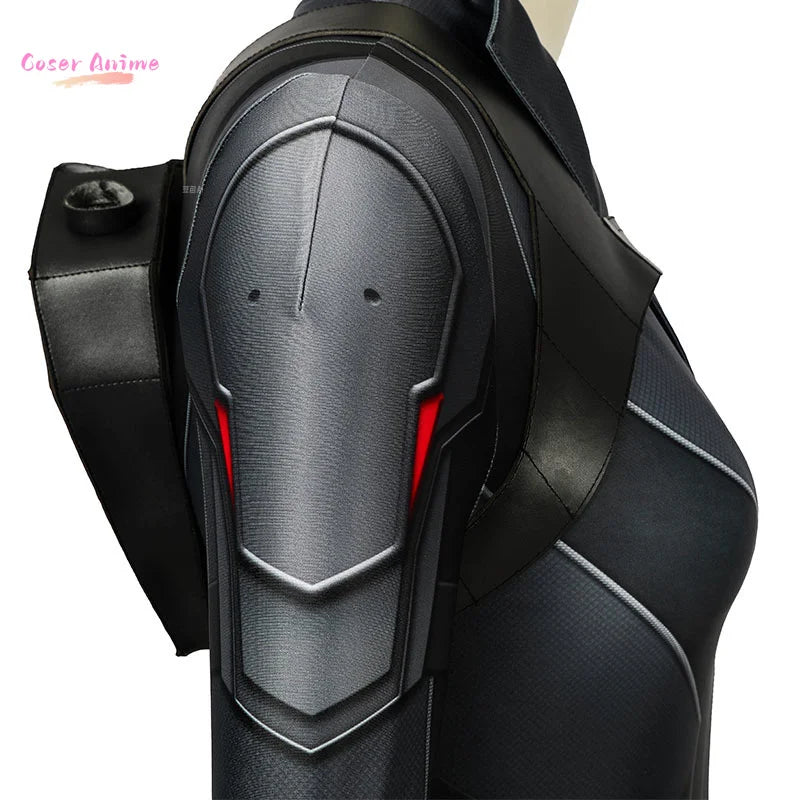 Costume cosplay Black Widow, film - Combinaison noire, ceinture dorée, adulte