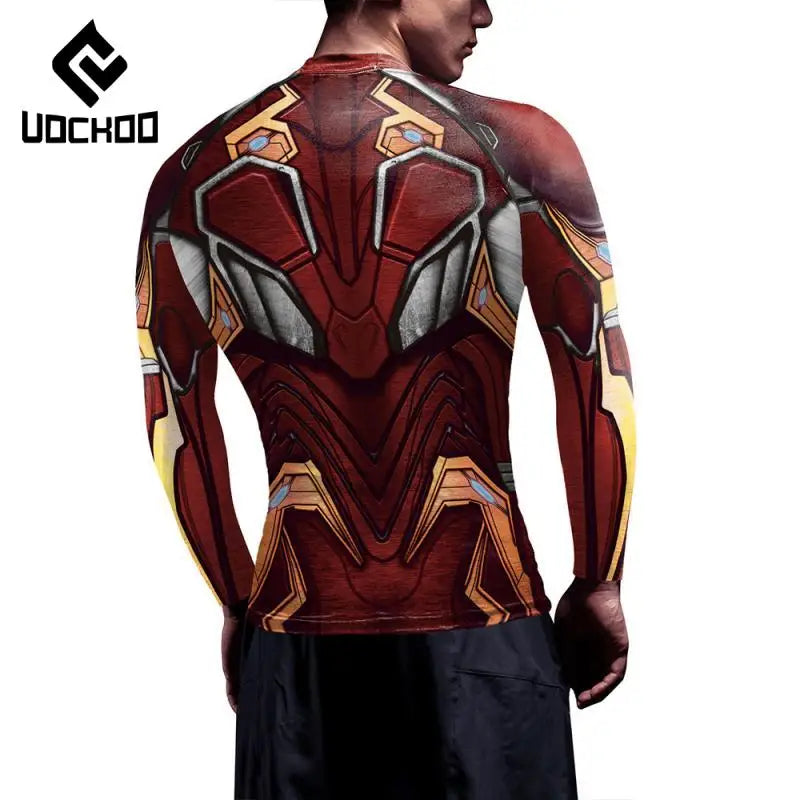 Iron Man-compressie-T-shirt - Korte mouwen, rood pantser