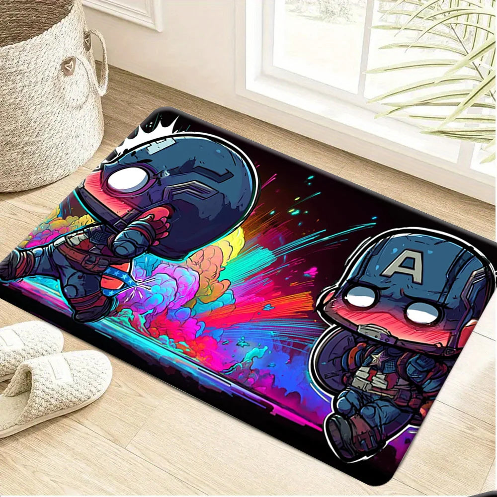 Avengers Chibi Spider-Man- en Captain America-badmat - Kleurrijke neon