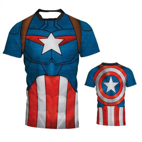 Avengers Captain America-compressie-T-shirt - Schild op de rug