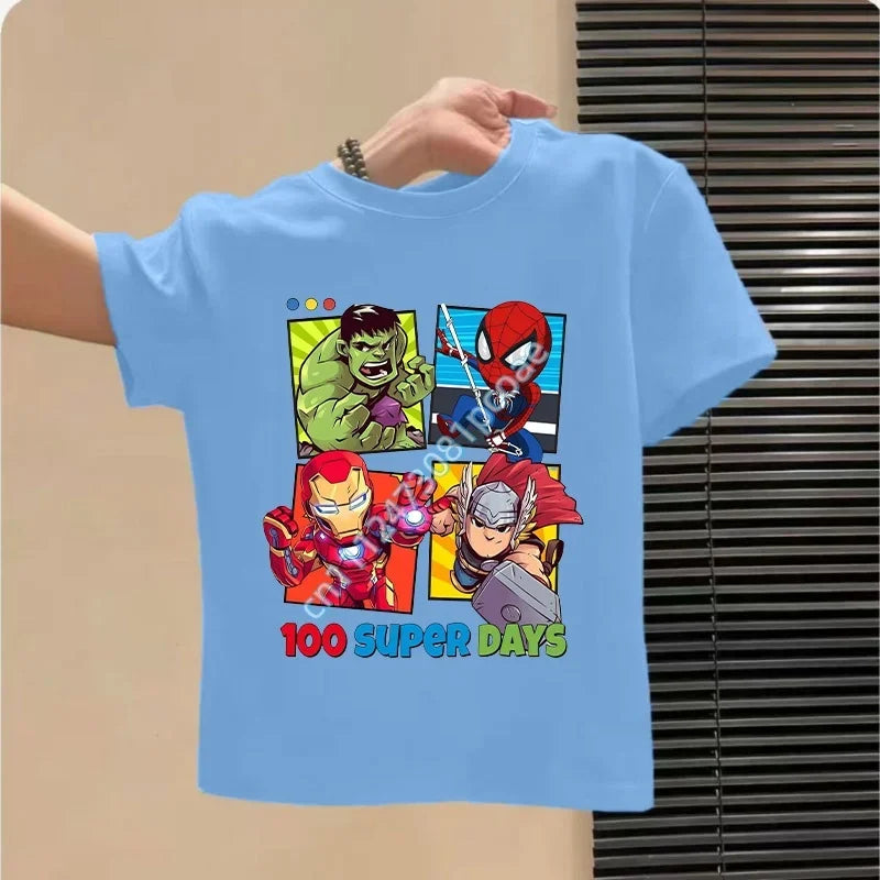 Avengers T-shirt voor kinderen 100 Super Days - hemelsblauw