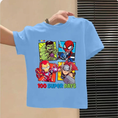 Avengers T-shirt voor kinderen 100 Super Days - hemelsblauw