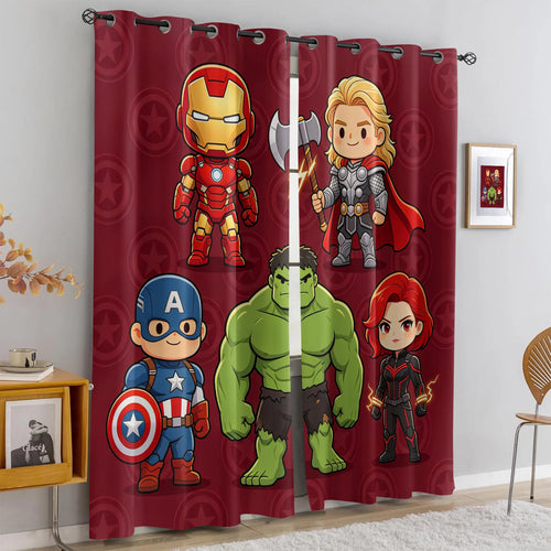 Verduisterende Avengers Chibi-gordijnen - Bordeauxrood