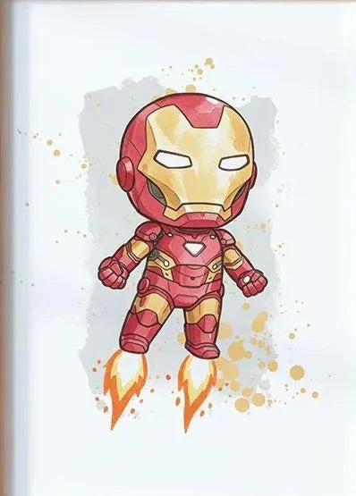 Aquarelposter van Iron Man - Vliegende stuwraketten