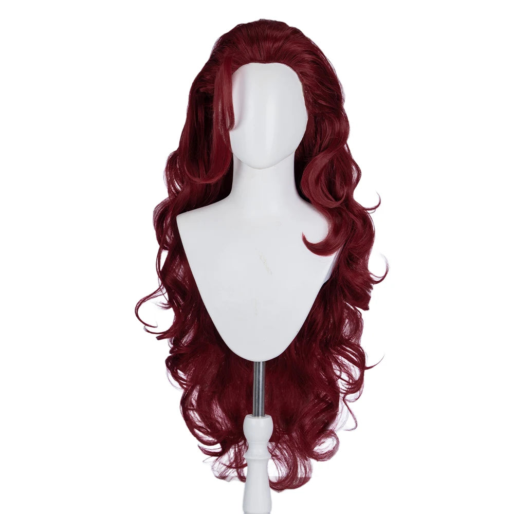 Scarlet Witch-pruik – bordeauxrode krullen met diadeem