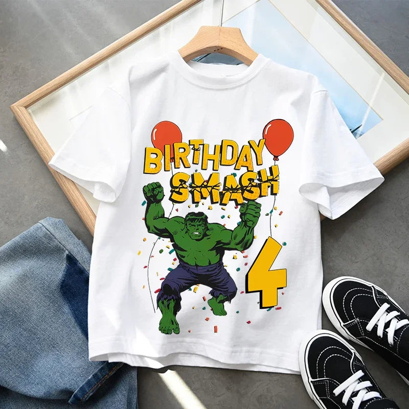 Hulk-verjaardagsshirt - Smash met nummer voor kinderen