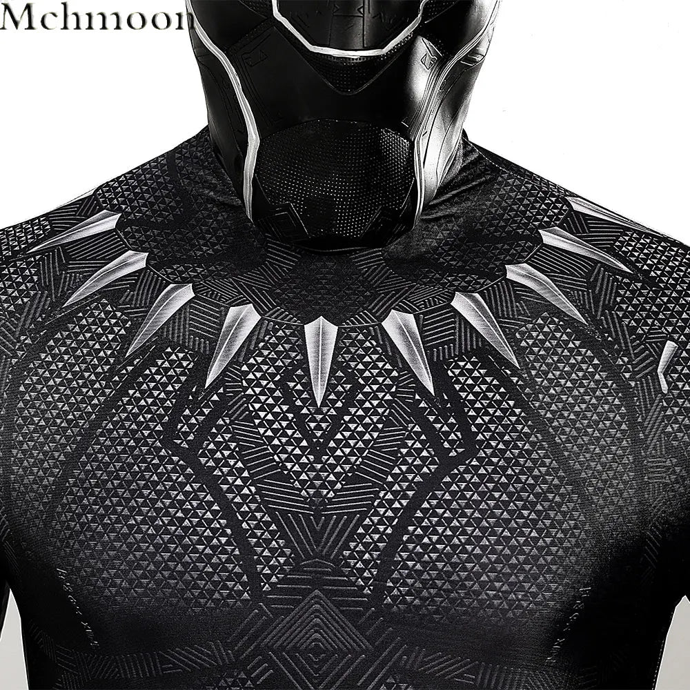 Black Panther-kostuum - zwart pak met vibranium-effect en kraag met klauwen