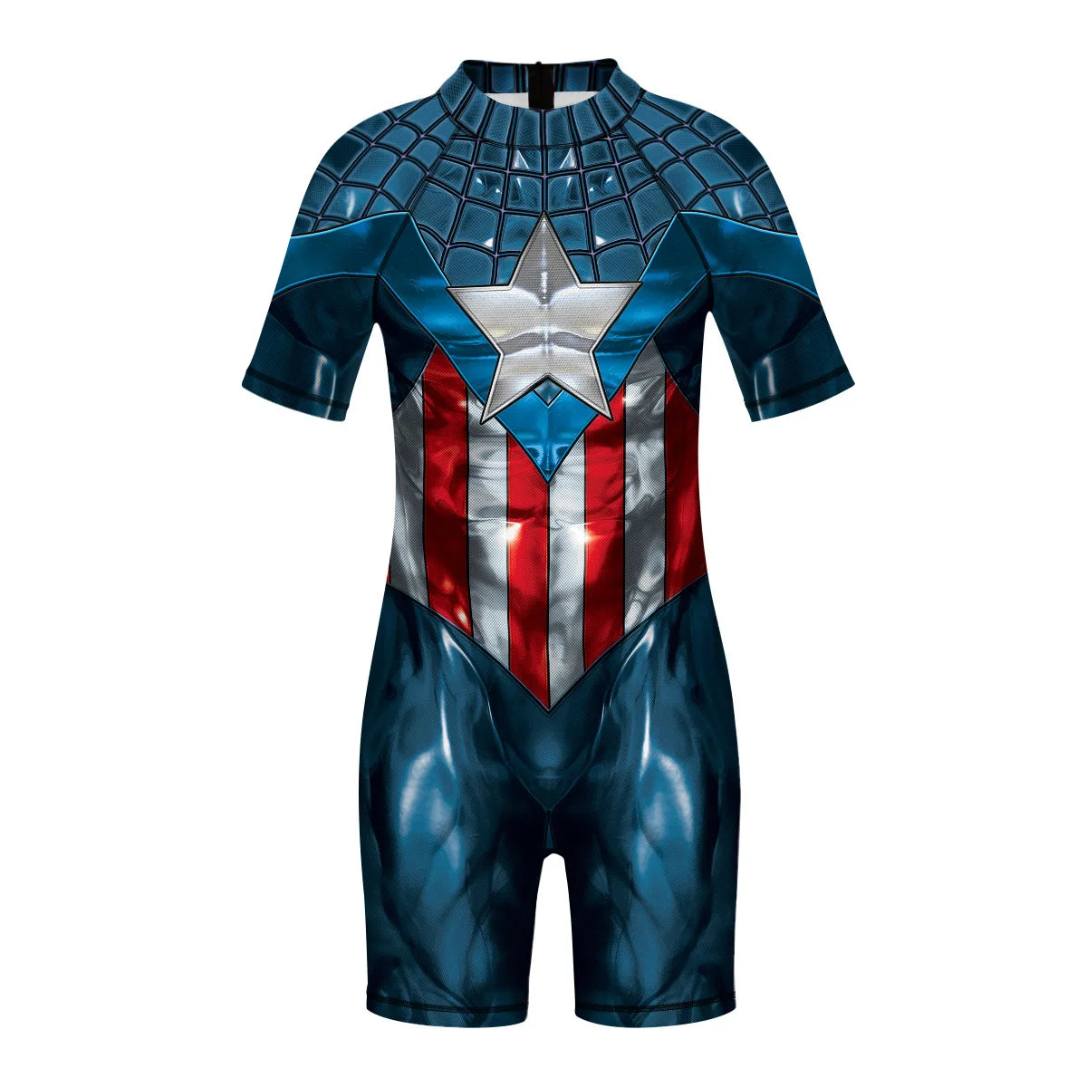 Captain America-badpak voor kinderen - 3D-zwempak met ster en korte mouwen