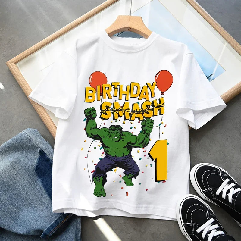 Hulk-verjaardagsshirt - Smash met nummer voor kinderen