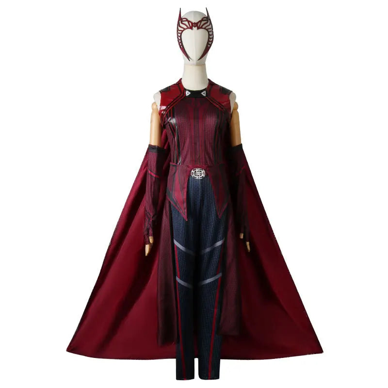 Costume cosplay Wanda Maximoff Scarlet Witch - Combinaison rouge avec cape et coiffe