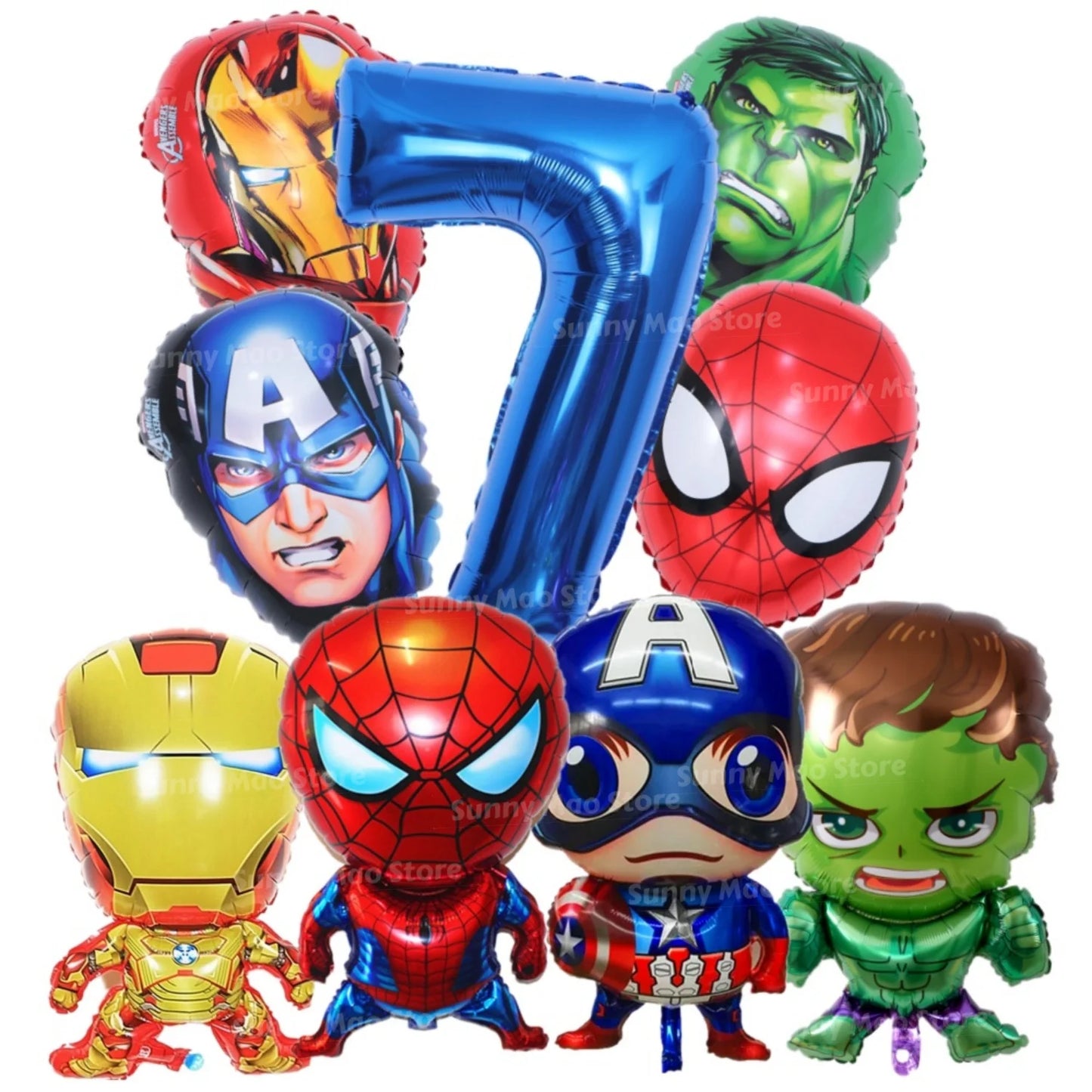 Avengers-verjaardagsdecoratieset - Cijferballonnen Iron Man Spider-Man