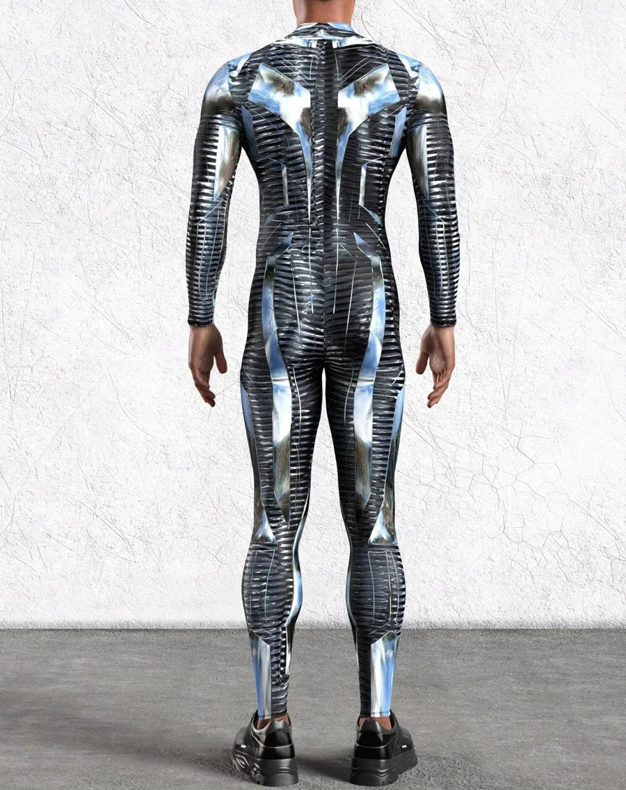 Futuristisch kostuum – verchroomd zwart-zilverkleurig pantser