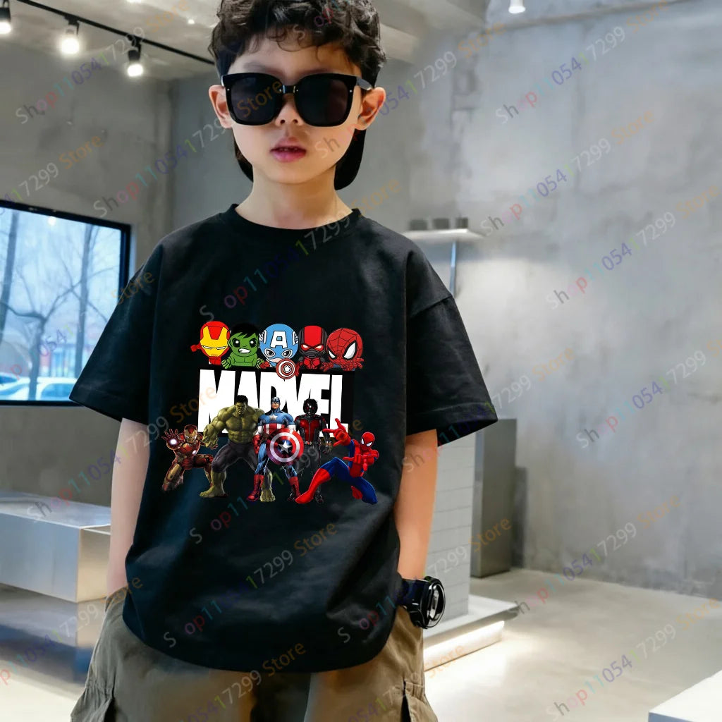 Marvel-kinderT-shirt - Kleurrijke chibigroep