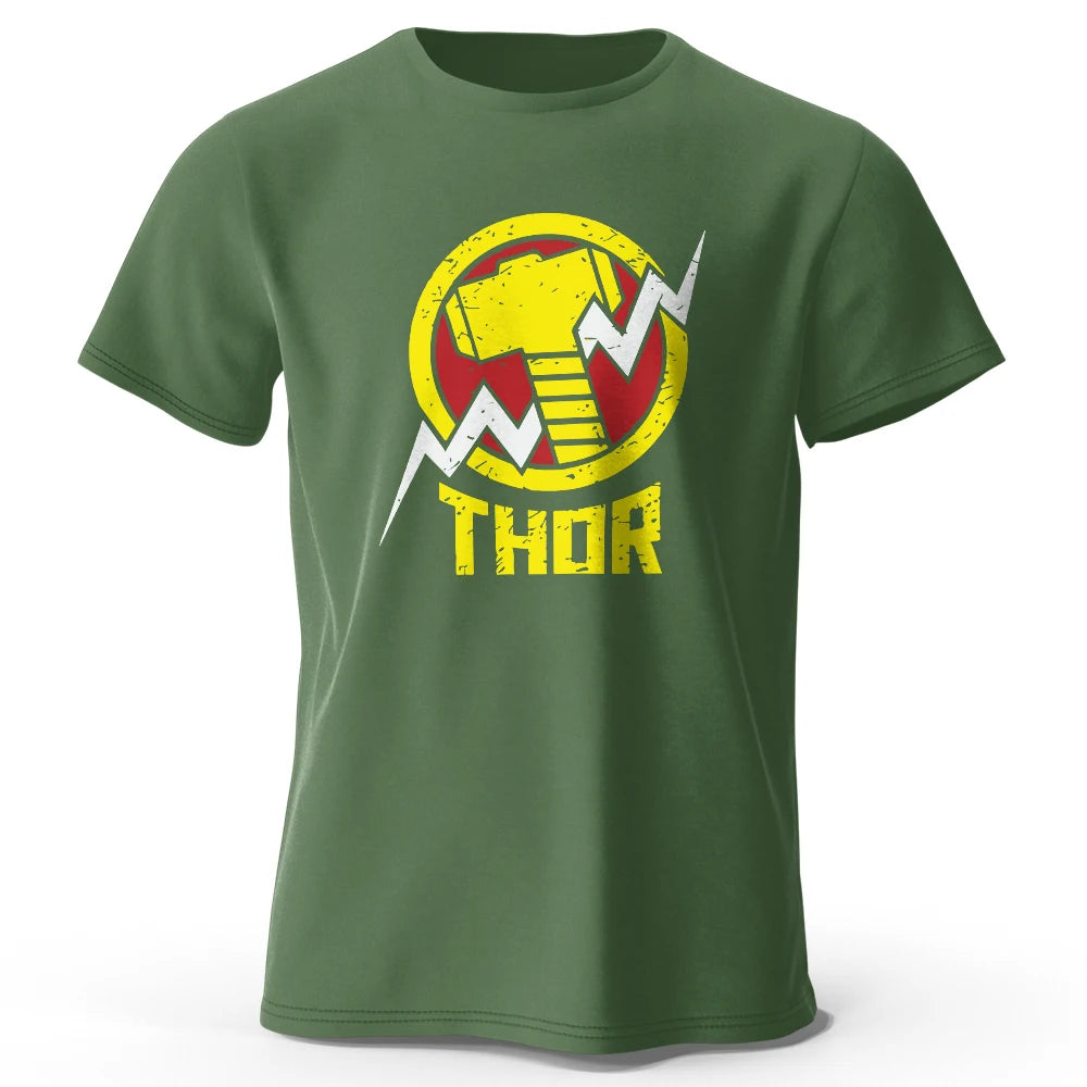 Thor-T-shirt – vintage bliksemschicht-hamerlogo, zwart