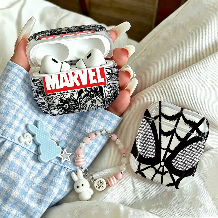 Marvel Comics-hoesje voor AirPods - Zwart-witstripmotief