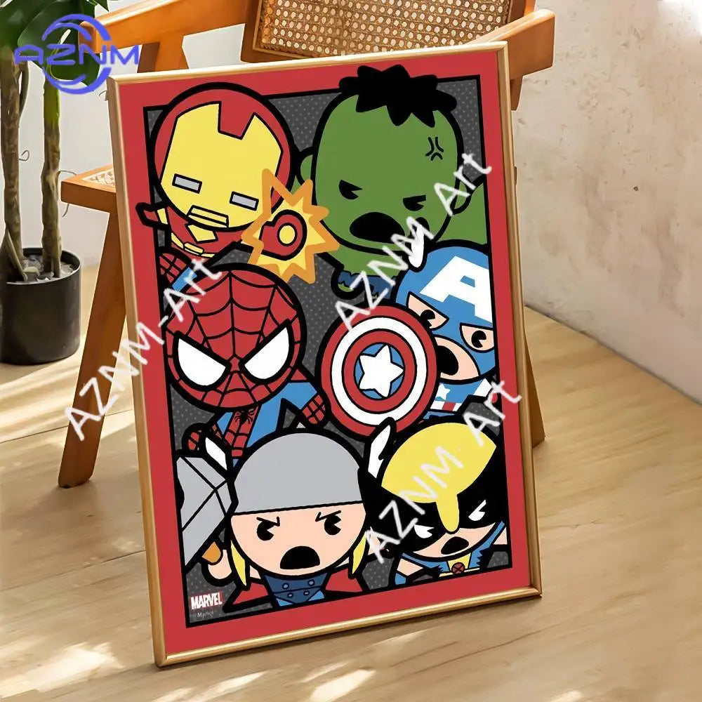 Chibi Thor-poster - grijze achtergrond