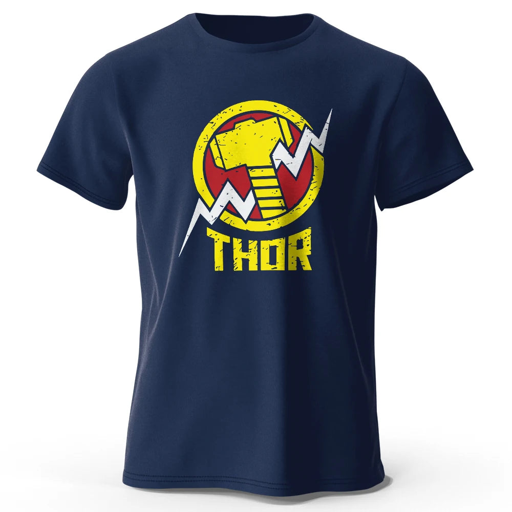 Thor-T-shirt – vintage bliksemschicht-hamerlogo, zwart