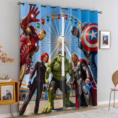 Verduisterende Avengers Superhero-gordijnen - Blauw team, verduisterend