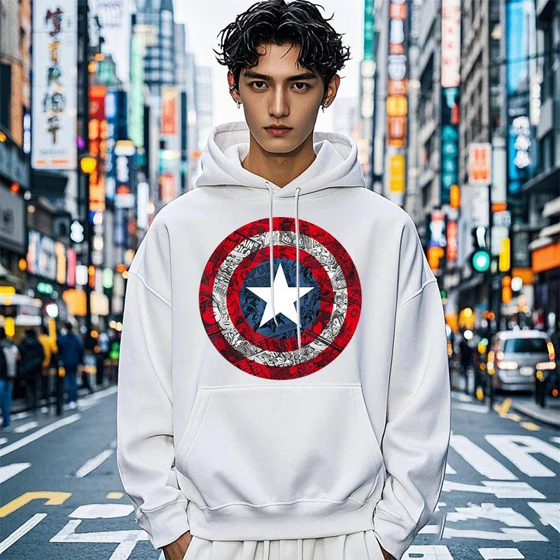 Captain America-hoodie – schild met stripboekeffect