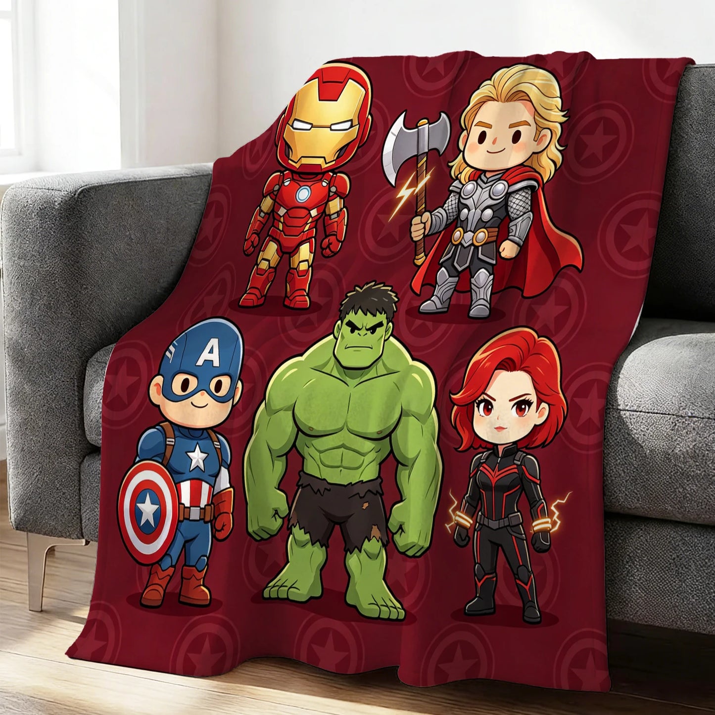 Fleeceplaid Avengers Chibi - Bordeauxrood team