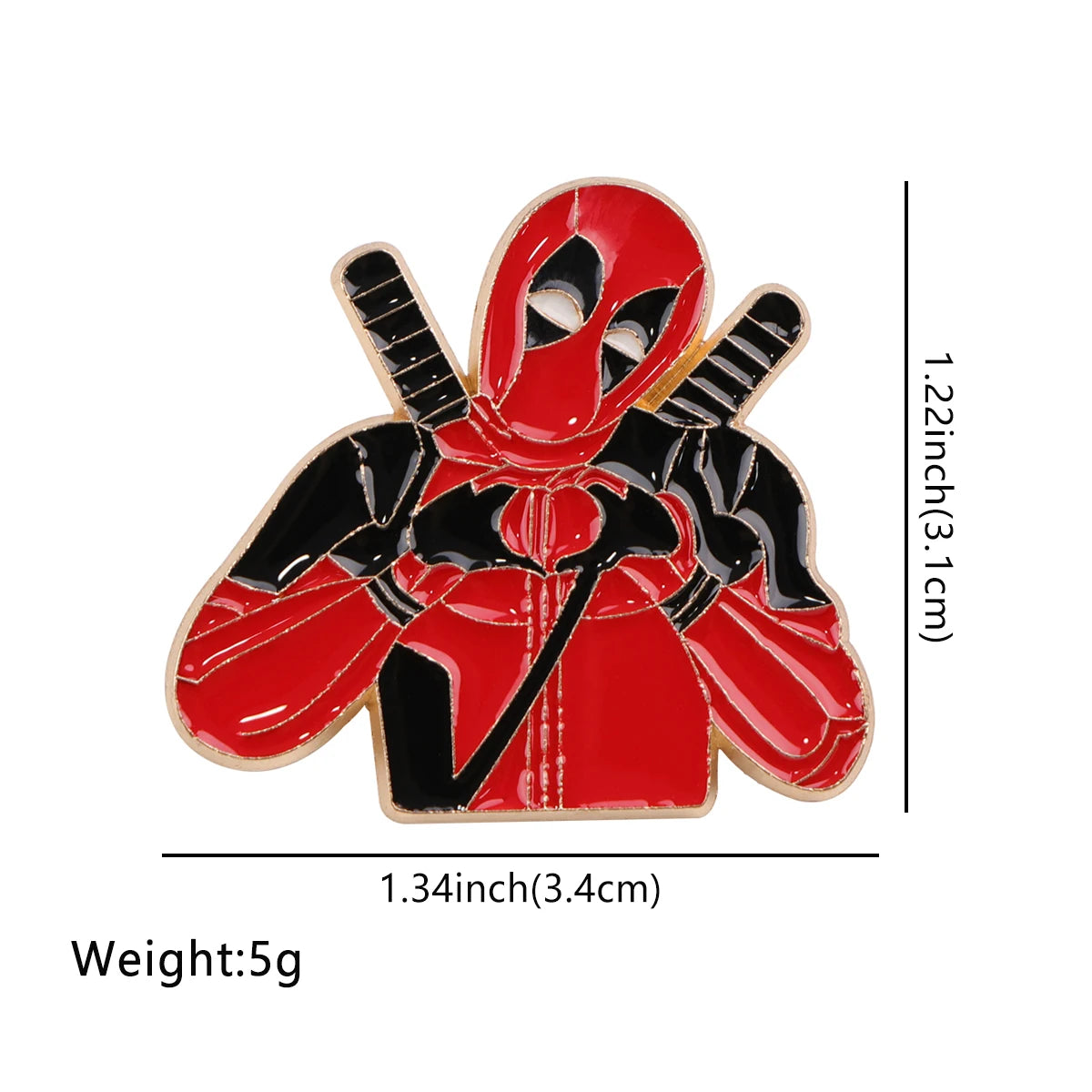 Deadpool-hartmetalen badge - broche met gekruiste zwaarden