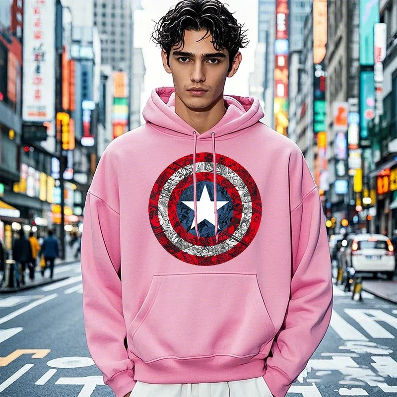 Captain America-hoodie – schild met stripboekeffect